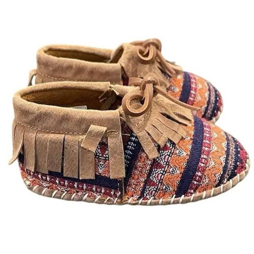 Lamo Kids Fringe Moccasin Booties Size 12-18 mos